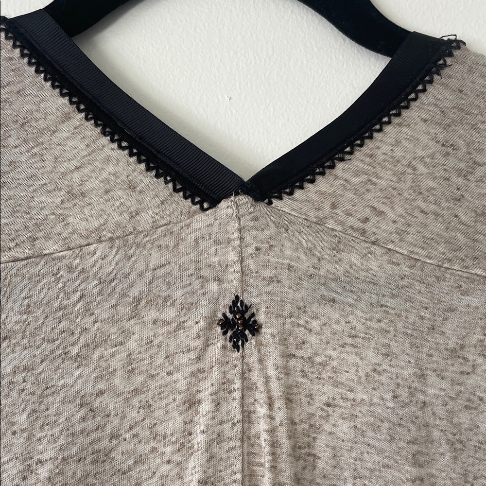 Lucky Brand|Boho Chic Embroidered tunic top w/ beading|oatmeal/black| Large| EUC - Picture 12 of 14